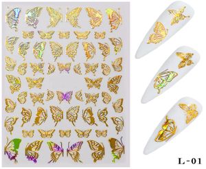 Gold Silver Nail Art Butterfly Stickers Spring Summer Butterfly Metal Sticker Decals Holographic Manucure Decorations9830241