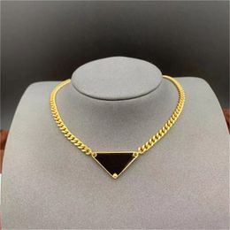 goud zilveren ketting voor dames trendy roestvrijstalen sieraden iced out hanger tennis ketting zwart wit p driehoek goud verzilverd luxe kettingen voor dames