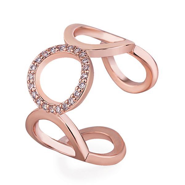 Or argent cercle ouvert anneau Design mignon mode amour bijoux pour femmes fille enfant cadeaux évidé anneaux réglables