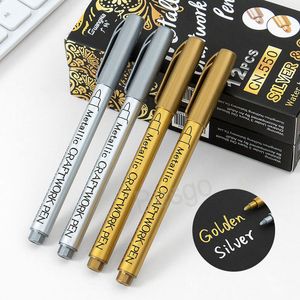 Gouden zilveren schilderpen Handtekening schilderijen Penband Trade Graffiti Waterdichte niet -vervagende marker Pennen Studenten Schrijfbenodigdheden BH7796 TYJ