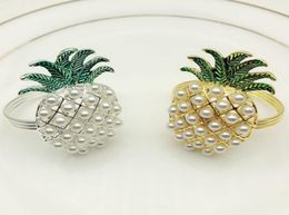 ananas argenté en or avec perles de serviette anneau de mariage décoration de vacances familiale pour la chandelle du dindeur de serviette LX78452252155