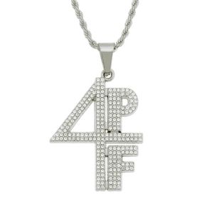 Or Argent Plaqué 4PF Pendentif Collier Glacé Lab Diamant Lettre Numéro DJ Rappeur Bijoux Street Style Chaîne WY076