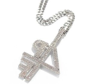 Gouden verzilverde 4pf hanger ketting Iced Out Lab Diamond Letter Number DJ Rapper Sieraden Street Style Chain 740 T29689729