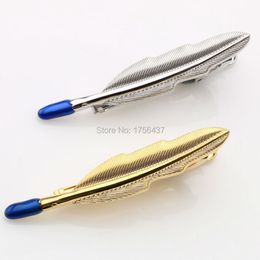 Barra de plumas chapada en oro y plata para hombre, broche de Clip para traje, abrazadera Lepton, Clips de corbata de boda de negocios para hombre de alta calidad