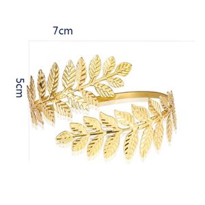 Goud Verzilverd Grieks Romeinse Laurierblad Armband Armband Bovenarm Manchet Armlet Festival Bruids Buik Dans Sieraden Q0722