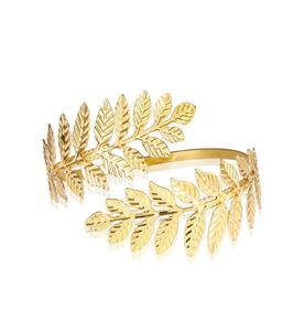 Pulsera de hoja de laurel romana griega chapada en oro y plata, brazalete para la parte superior del brazo, brazalete para Festival, joyería nupcial para danza del vientre 2860439