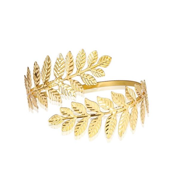 Pulsera de hoja de laurel romana griega chapada en oro y plata, brazalete para la parte superior del brazo, brazalete para Festival, joyería nupcial para danza del vientre 1853528