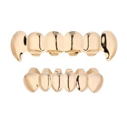 Gold Silver plaqué Top Bootom Vampire Teeths Grillz Protector Halloween Christmas Party Vampire Fangs Grills Set2371380