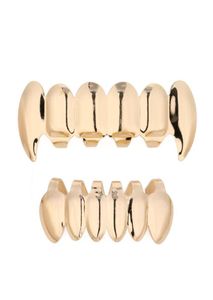 Gouden verzilverde bovenste bootom vampier tanden grillz protector Halloween Christmas Party Vampire Fangs Grills Set8192605