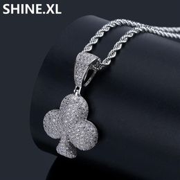 Collier pendentif Poker en argent et or, carrés de pique, fleurs de pêcher, fleurs de prunier, bijoux de charme en Zircon glacé, cadeau d'anniversaire 2257