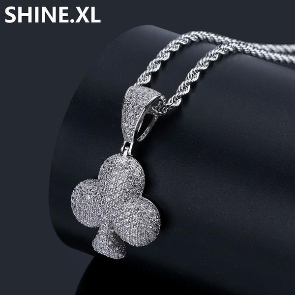 Collier pendentif Poker en argent et or, carrés de pique, fleurs de pêcher, fleurs de prunier, bijoux de charme en Zircon glacé, cadeau d'anniversaire 286B