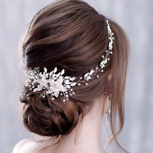 Gouden zilveren steentjes parels bruids headpieces Hairband mode dames haaraccessoires sieraden voor bruiloft hoofdtooi hoofddeksels CL0445