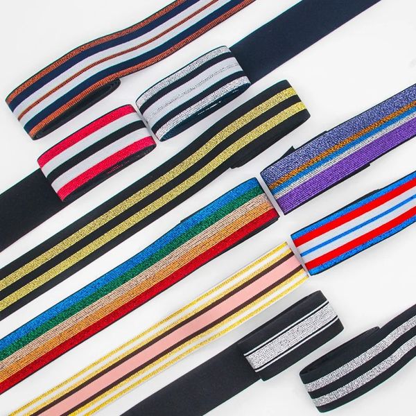 Bandas elásticas de goma de plata de oro bolsos de ropa de cinta elástica de 40 mm pantalones de goma elástica de 4 cm accesorios de costura de bricolaje