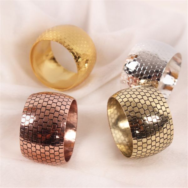 Envío Gratis, anillos para servilletas de acero inoxidable dorado/plateado, decoración para mesa de comedor de Hotel, restaurante, hebillas para servilletas de boda