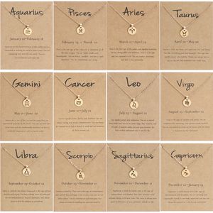 Collares de doce constelaciones de oro y plata para mujer, colgante con signo del zodiaco, collar Aries Leo, joyería de cumpleaños, regalos al por mayor