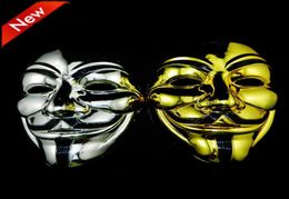 Gold Silver V Mask Masquerade S voor Vendetta Anoniem Valentine Ball Party Decoratie Volledig gezicht Halloween Scary DBC VT07705070840
