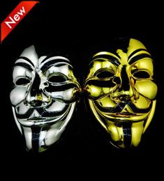 Gold Silver V Mask Masquerade S voor Vendetta Anoniem Valentine Ball Party Decoratie Volledig gezicht Halloween Scary DBC VT07707200615