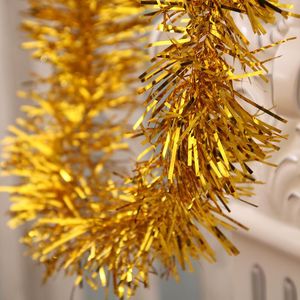 Goud Zilver Draad Guirlande Klatergoud Hanging Rotan Kerstboom Linten Ornament Decoratie Bruiloft Verjaardagsfeestje Kleurrijk Lint