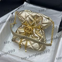 Gold Silver Womens Mini Nouveau sac de godet de boucle en émail avec élasticité réglable en cuir soft Gol Sac à main