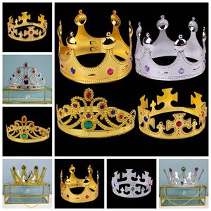 Goud Zilverachtige Kroon Koning Koningin Prinses Prins Tiara Kostuum Accessoire voor Volwassen Kinderen Feestartikelen