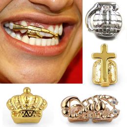 Gold Singl Tth Grillz Bracs Punk Hip Hop Crown Cross Gun Gun Dtal BoCh Vampir Grills Grills Tooth Toot