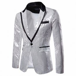Or Argent Brillant Décoré Blazer Veste pour Hommes Night Club Graduati Hommes Costume Blazer Homme Costume Stage Wear pour Chanteur H64n #