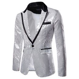 Gold Sliver Shiny Decorated Blazer Jacket for Men Night Club Graduation Men Pak Blazer Homme Costume Stage Wear voor zanger 240408