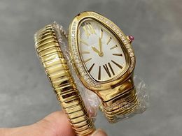 Gold Snake Watches 35 mm de qualité de luxe Bracelet Femmes Watch Diamond en acier inoxydable Montre à des dames Cadeau de Noël Gift Saint-Valentin