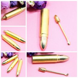 Gouden Snuff Bottle Box Bullet Missile Shape Store Storage Lepel Metalen pijpaccessoires Herb Wax Meerdere toepassingen Draagbaar roken