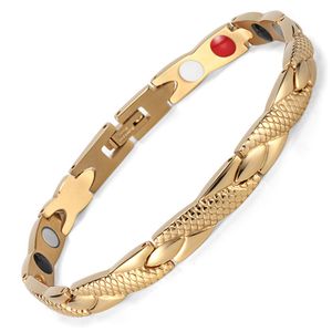 Bracelet à maillons magnétiques en acier inoxydable noir Germanium pour femmes et hommes, bijoux énergétiques de soins de santé, Style Dragon ronflement