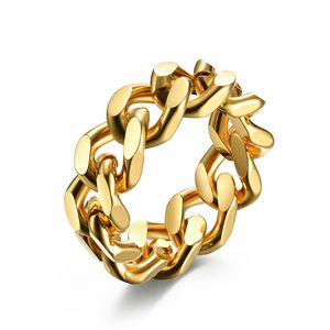 Goud roestvrijstalen kettingring trendy hiphop ringen voor mannen dames mode sieraden cadeau
