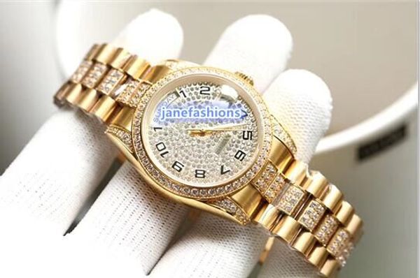 Reloj dorado de acero inoxidable para hombre, relojes de marca de diamantes de lujo, reloj automático popular mundial, envío gratis