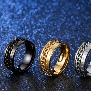 Goud roestvrij staal Viking roterende kettingring Band Viking brief draaibare kettingringen voor mannen vrouwen sieraden