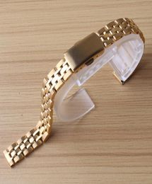 Bandas de reloj de acero inoxidable Gold Pulseras Strap Store Strap Pulsera 10 mm 12 mm 14 mm 16 mm extremos rectos Hebilla plegable Classic I9591029