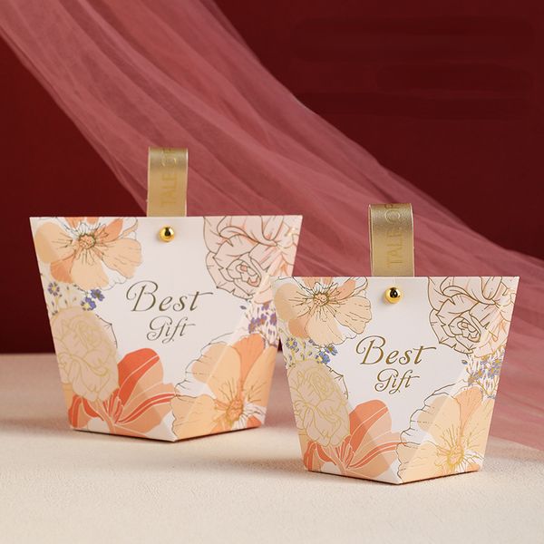 Cajas de regalo con estampado dorado, caja de dulces de boda, caja de azúcar de papel europea creativa con estampado Floral