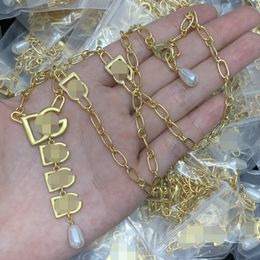 Goud Trui Ketting Kettingen D Letter Parel Veelkleurig Kristal Diamanten Hangers Dames Koper Dames Meisjes Bruiloft Bruid Geschenk Designer Sieraden HDS4--06