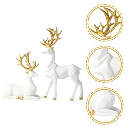 Décoration de table en or Origami Elk Ornements Statues Home Animal Objets décoratifs Blanc Deer Figurine Décoration de Noël 240322