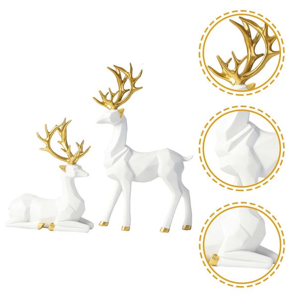 Décoration de table en or Origami Elk Ornements Statues Home Animal Objets décoratifs Blanc Deer Figurine Décoration de Noël 240322