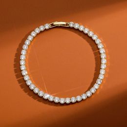 Pulsera de tenis de oro Diseñadora Mujer helada Pulseras para hombres de la cadena AAA AAA SIER Cobre White Diamond Chains Bangles Hiphop Man Joyería 7-8 pulgadas