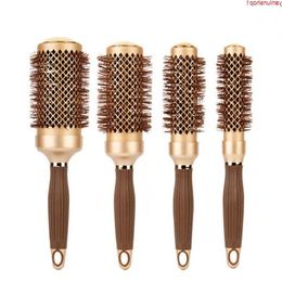 Gold Themal Salon Nano Ceramic Curly Round Brush Aluminium Radial Ionic Peigne En 4 Tailles Professional Brusheshigh quantty Odpcg