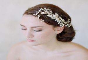 Diadèmes en or peignes à cheveux en cristal strass de mariée accessoires de cheveux pour les mariées à la main accessoires de mariée sans décoloration cheveux de mariage P6975719