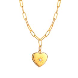 Collar con colgantes de corazón pequeño dorado en acero inoxidable, joyería para mujer, regalo para madre