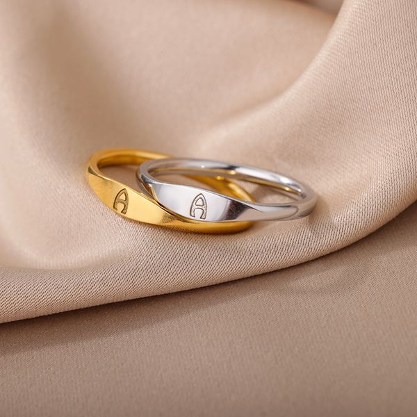 Or minuscules anneaux initiaux pour les femmes mode A-z lettre doigt en acier inoxydable anneau esthétique Bijoux de mariage cadeau Bijoux Femme1q6yEKIR