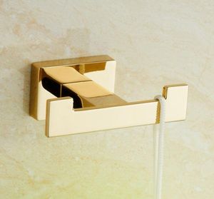 Gouden handdoekhaak koper dubbele jas haak zink legering gouden afwerking muur hanger handdoek badkamer gewaad voor accessoires5404016