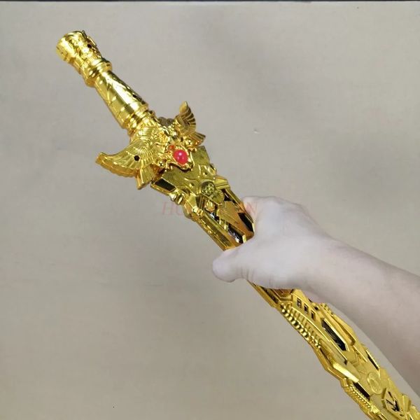 Espadas de juguete de oro Juguetes de dibujos animados Modelo de plástico Cuchillo de juguete Anime Cos Armas Accesorios Mosca Espada celestial Arma Categoría Deportes 240226