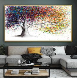 Peinture à l'huile d'arbre d'or, affiches de paysage abstraites, imprimés de grande taille, peinture sur toile, tableau d'art mural pour salon, décoration de la maison, 7578979