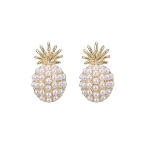 Oro moda perla piña Stud pendientes mujer moda pendiente mujer joyería regalo