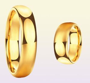 Gouden Tungsten Carbide Ring Heren Dames Wedding Band Betrokkenheid Ringen Gepolijst koepelvormig comfort Fit gravure Aangepaste 12779791591793