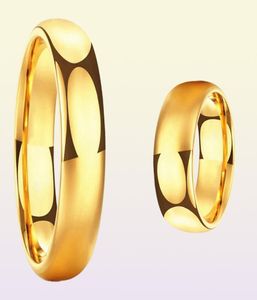 Gold Tungsten Carbide Ring Mens Womens Womens Bands de fiançailles Polied Domed Comfort Fit Gravure Personnalisation 12779797776118