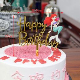 Gold Unicorn Flamingo Acrylic Cake Topper Joyeux anniversaire Cupcake Topper pour baby shower sirène Unicorn Party Cake Decorations